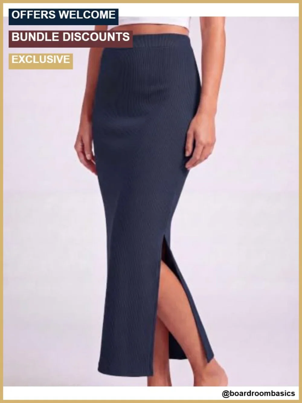 3 Pack Ribbed High Waisted Maxi Pencil Skirts with Side Slit